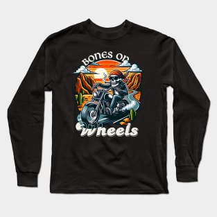 skeleton on motorbike road trip Long Sleeve T-Shirt